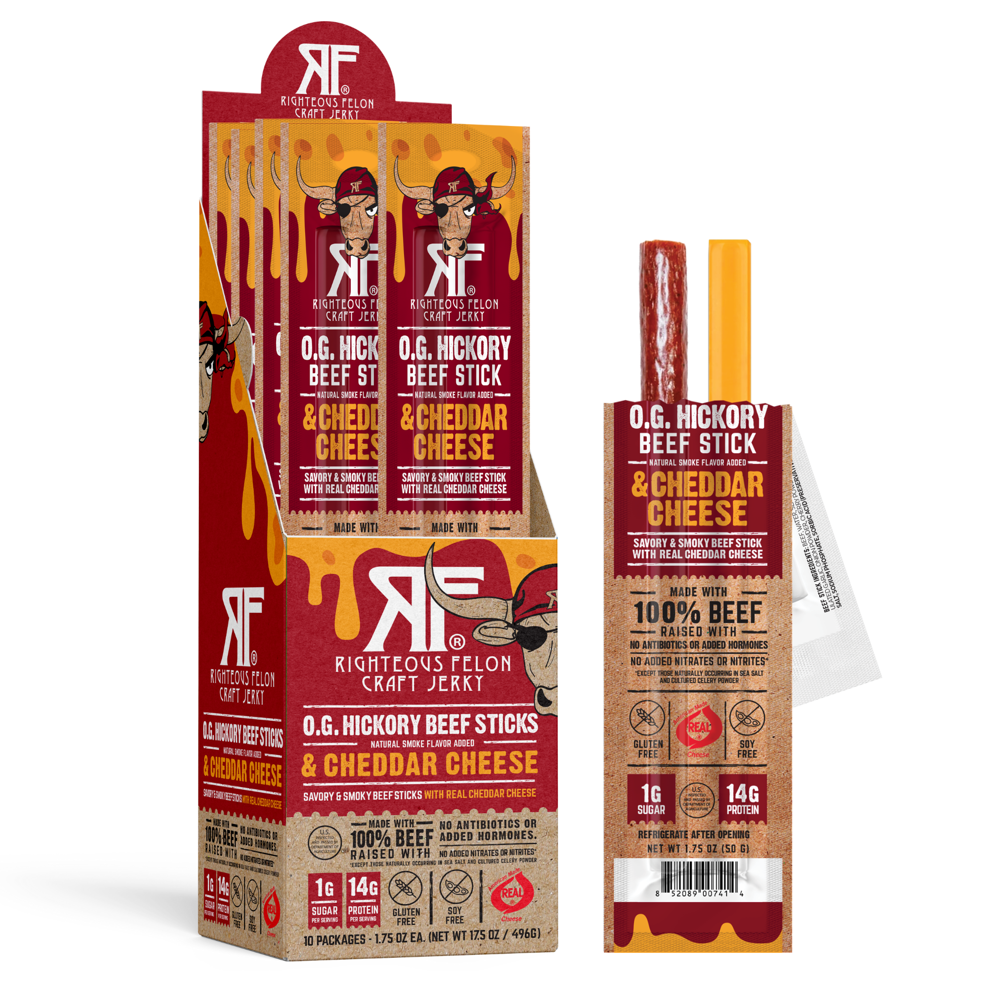NEW Side-by-Side Beef & Cheese Sticks (10ct Caddy/1.75oz ea)