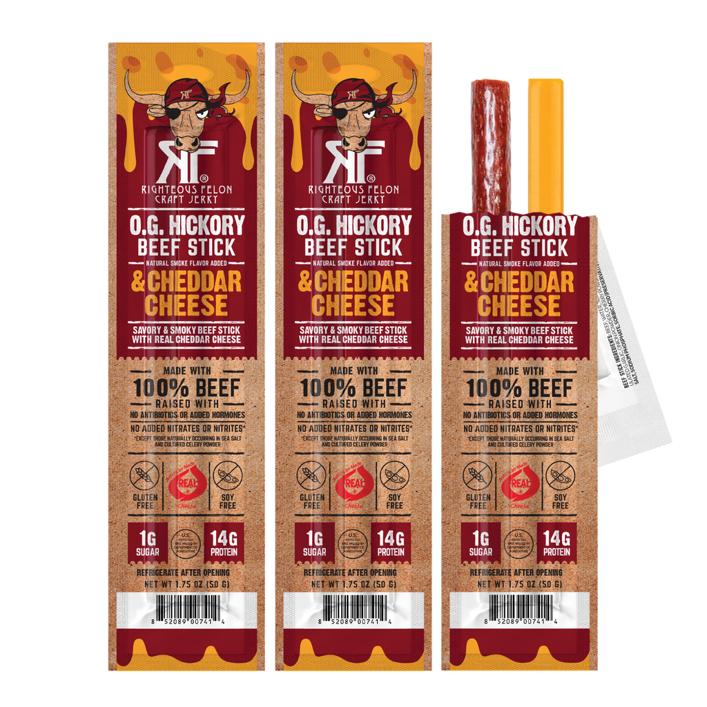 NEW Righteous Felon Beef & Cheese Sticks 3-Pack (1.75oz each)