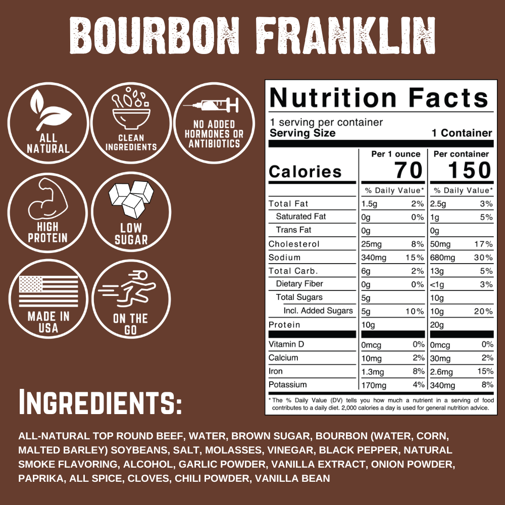 Bourbon Franklin Beef Jerky (8-pack)