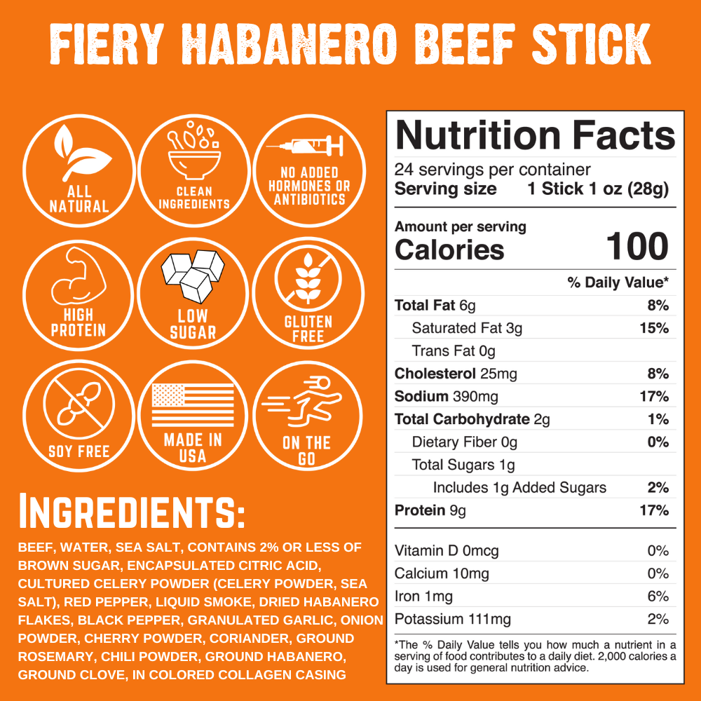 Fiery Habanero Beef Stick (3-Pack)