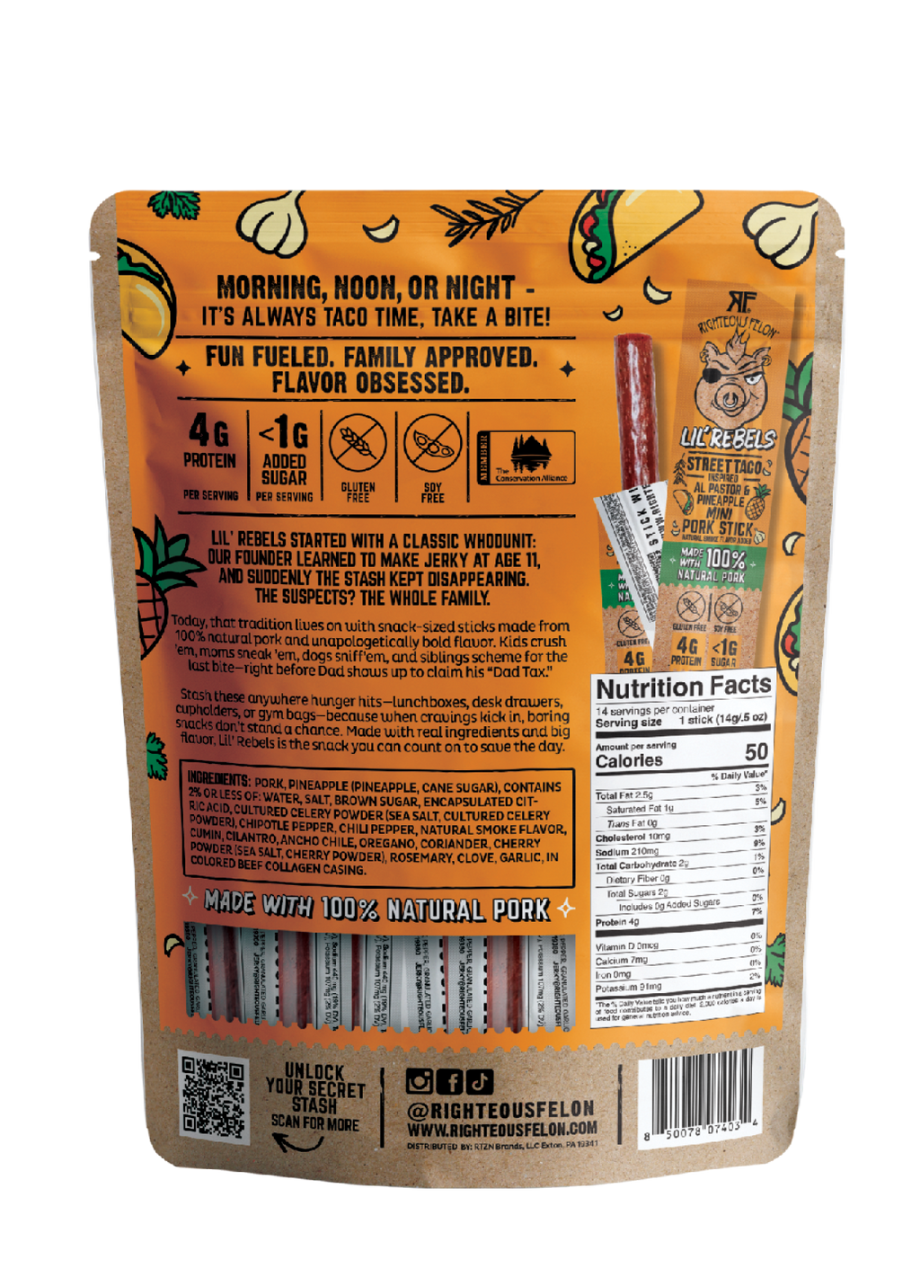 Lil Rebels Street Taco Meat Sticks – 14ct pack
