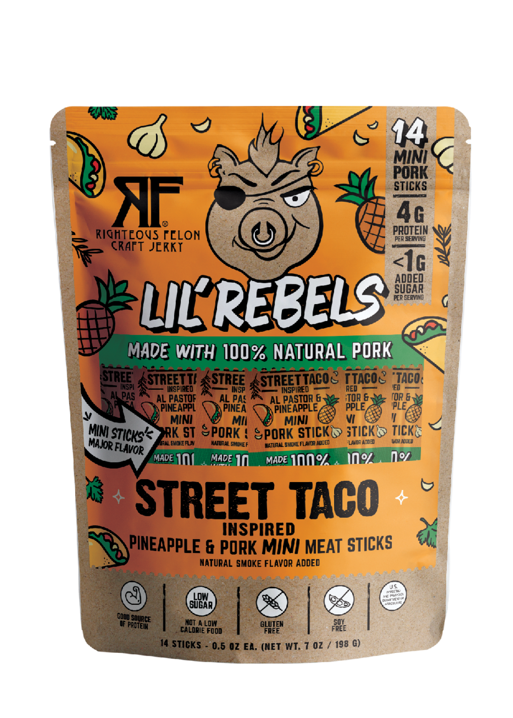 Lil Rebels Street Taco Meat Sticks – 14ct pack