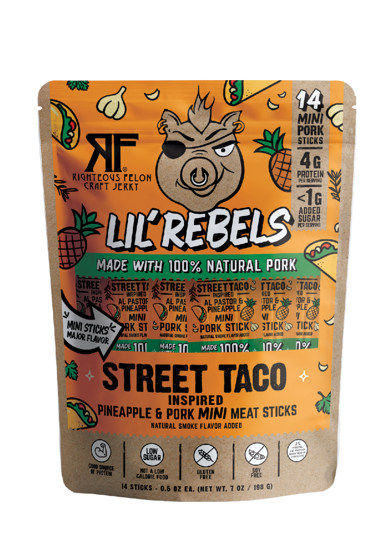 Lil Rebels Street Taco Meat Sticks – 14ct pack