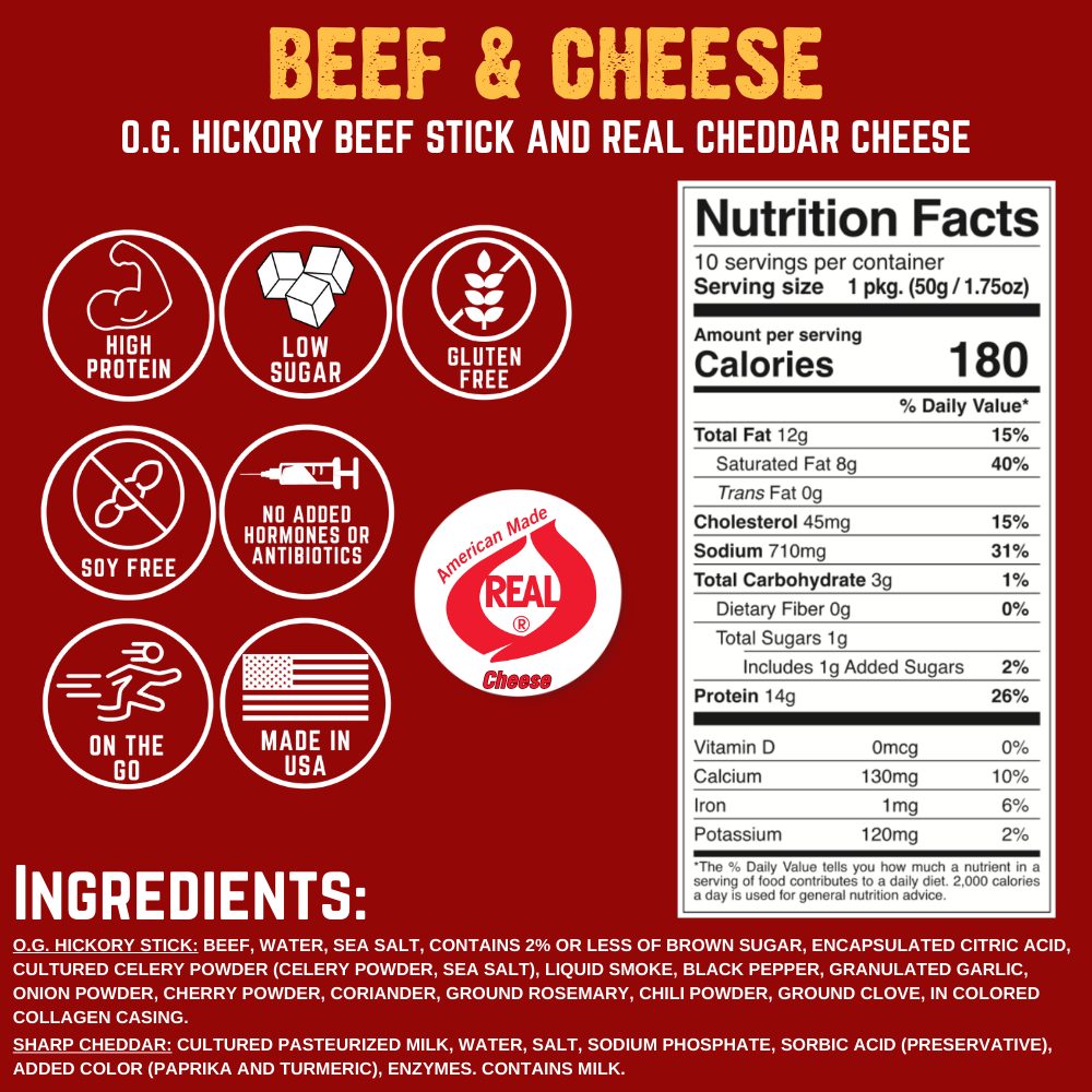 NEW Side-by-Side Beef & Cheese Sticks (10ct Caddy/1.75oz ea)