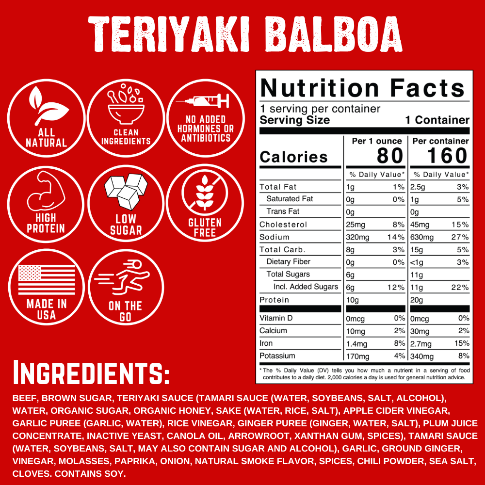 Teriyaki Balboa Beef Jerky (8-pack)